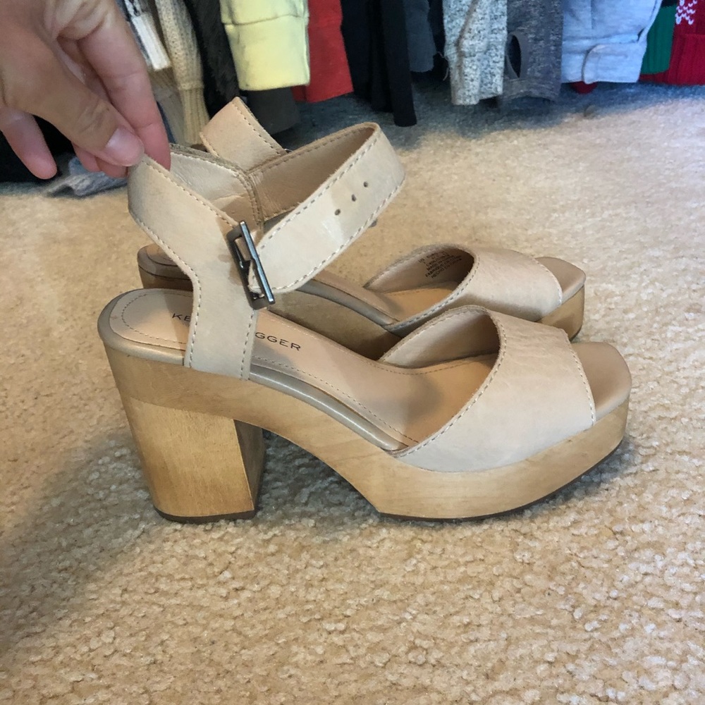 Beige & Wood Heel